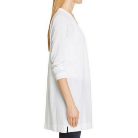 Eileen Fisher Simple Open Front Long Sleeves Cardigan In Ivory White Size XL - Picture 6 of 15